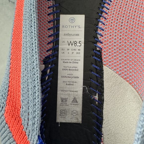 Rothy's The Point Soft Blue Orange Line Ballet Flats - Picture 7 of 12